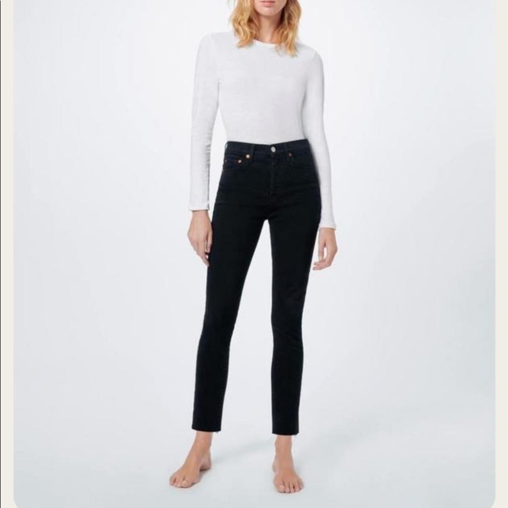RE/DONE 90’s  comfort high waisted ankle crop black jeans size 27